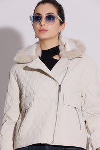 Quilted Fur-Collar Jacket