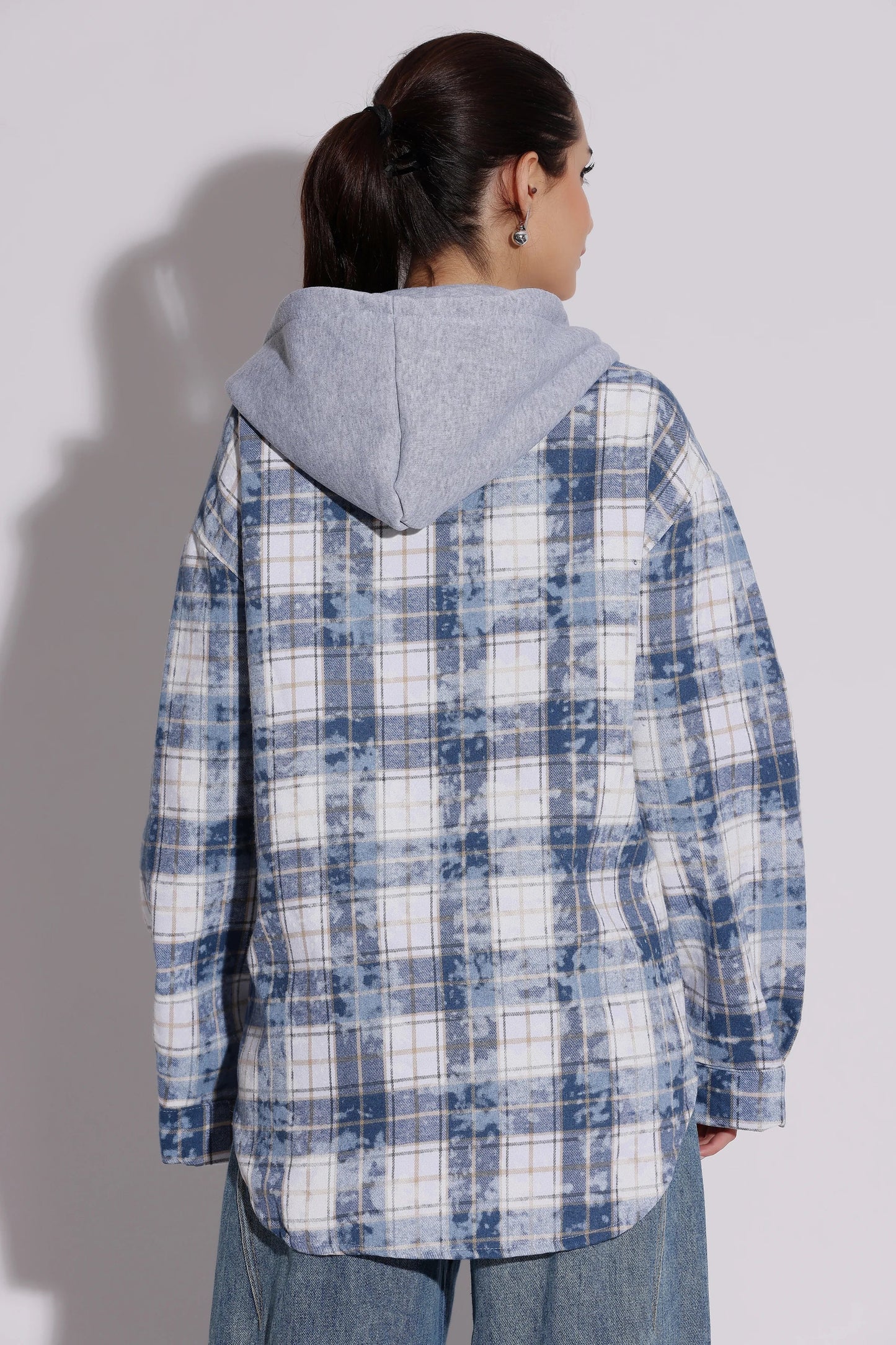 Women's Plaid Button-Up Hoodie Shirt