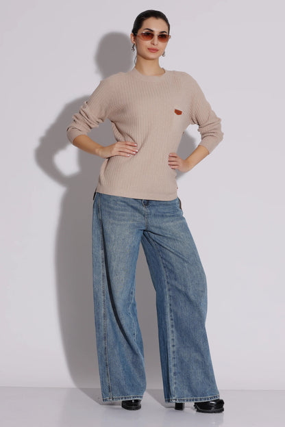 Ribbed Crew Neck Sweater