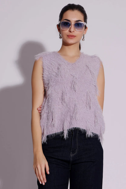 Fuzzy Sleeveless Top