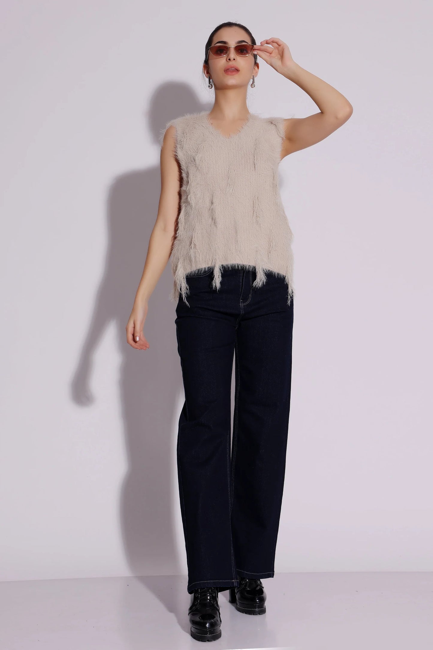 Fuzzy Sleeveless Top