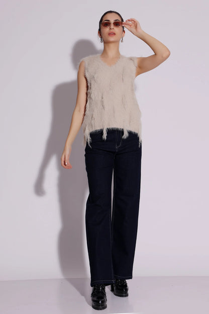 Fuzzy Sleeveless Top