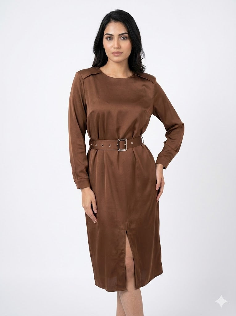 Satin Slit Dress