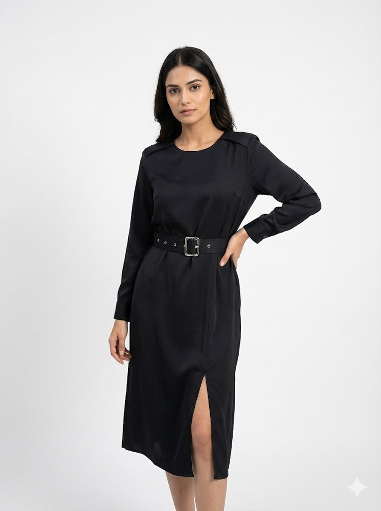 Satin Slit Dress