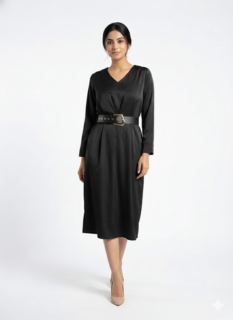 Satin Belt Dress