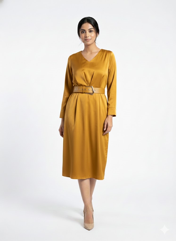 Satin Belt Dress