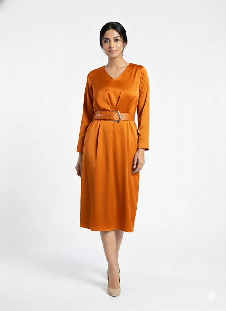 Satin Belt Dress