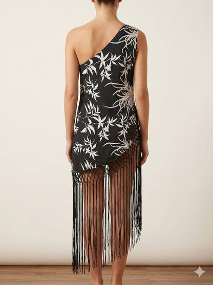 Monochrome One Shoulder Dress