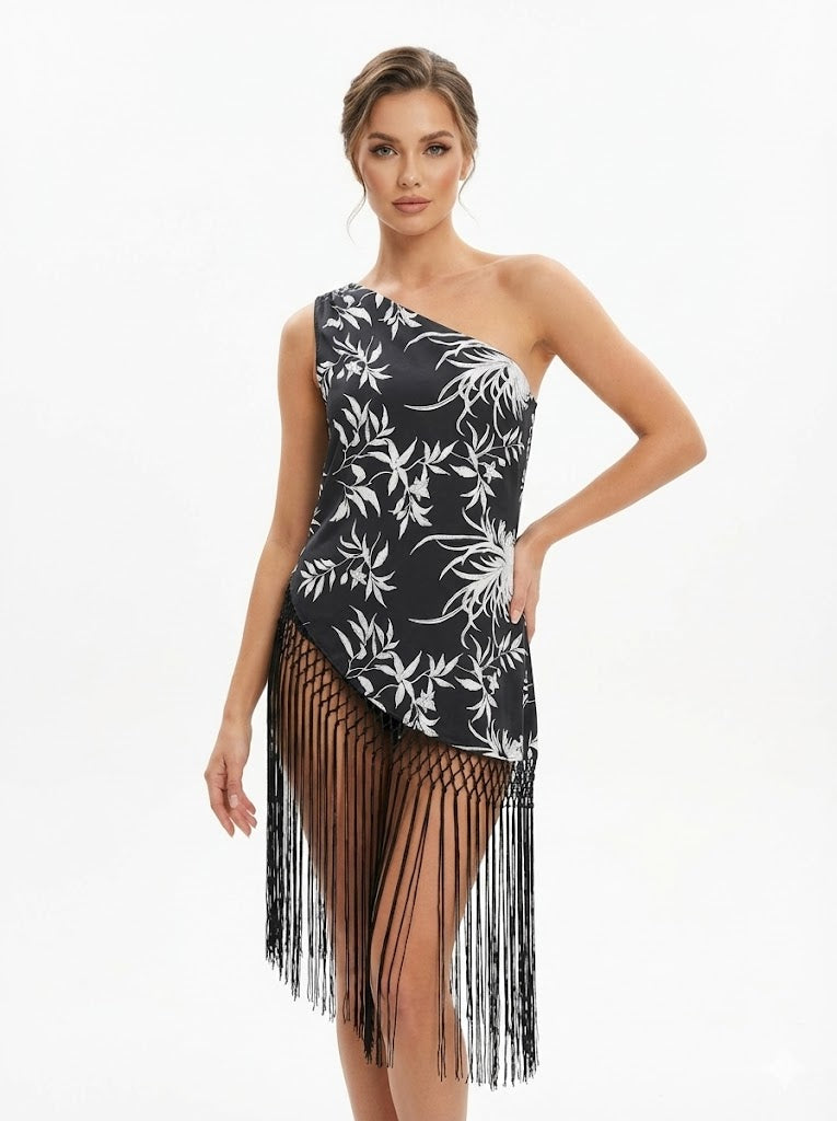 Monochrome One Shoulder Dress