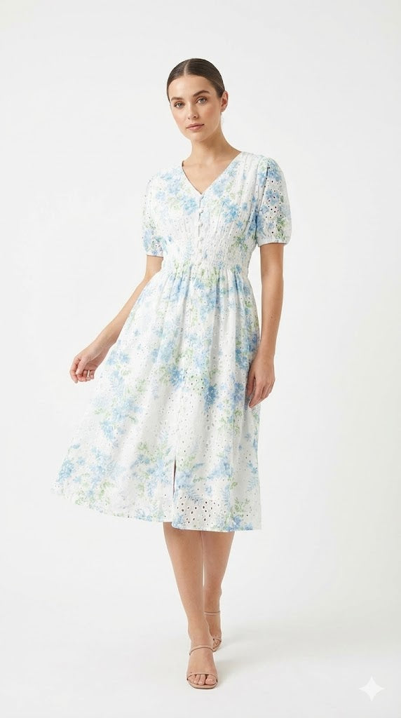 V-Cut Floral Dress