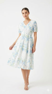 V-Cut Floral Dress
