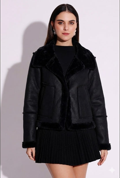 Faux Shearling Moto Jacket