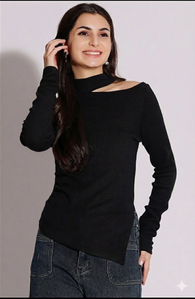 Asymmetric Cutout Sweater