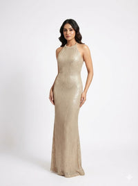 Sequin Neck Long Dress